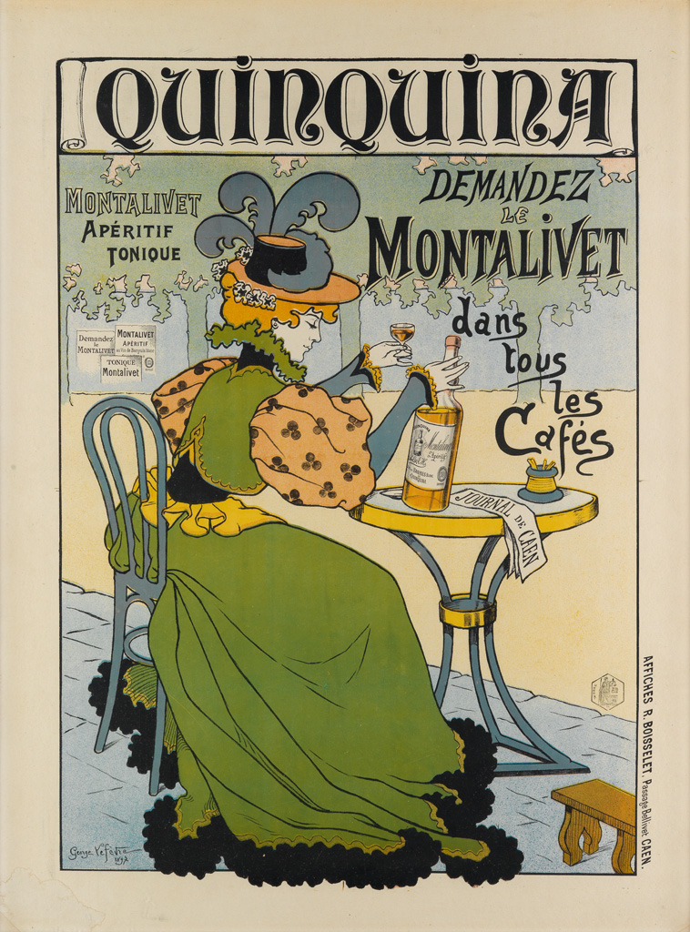 GEORGE LEFÈVRE (1876-1953). QUINQUINA / DEMANDEZ LE MONTALIVET DANS TOUS LES CAFÉS. 1897. 33x25 inches, 83x63 cm. Affiches R. Boisselet